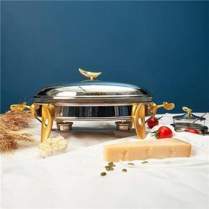 Regent O2 Stainless Steel 3 Lt. Oval Warmer with Stainless Steel Cover, Silver